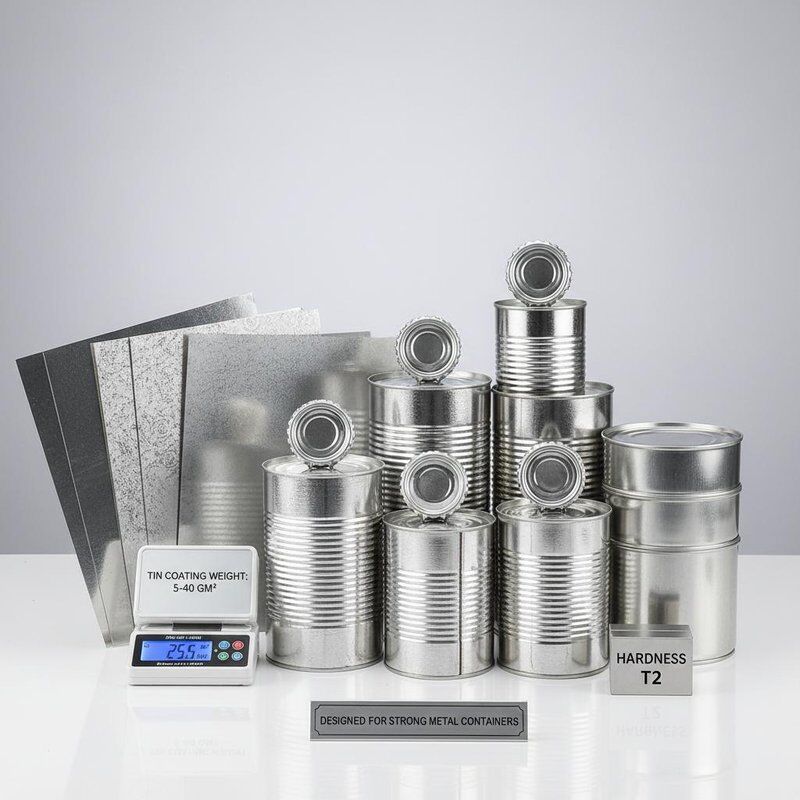 Packaging Cans Crown Caps Tinplate Sheets Tin Coating Weight 5 to 40 Gm2 Hardness T2 Designed for Strong Metal Containers